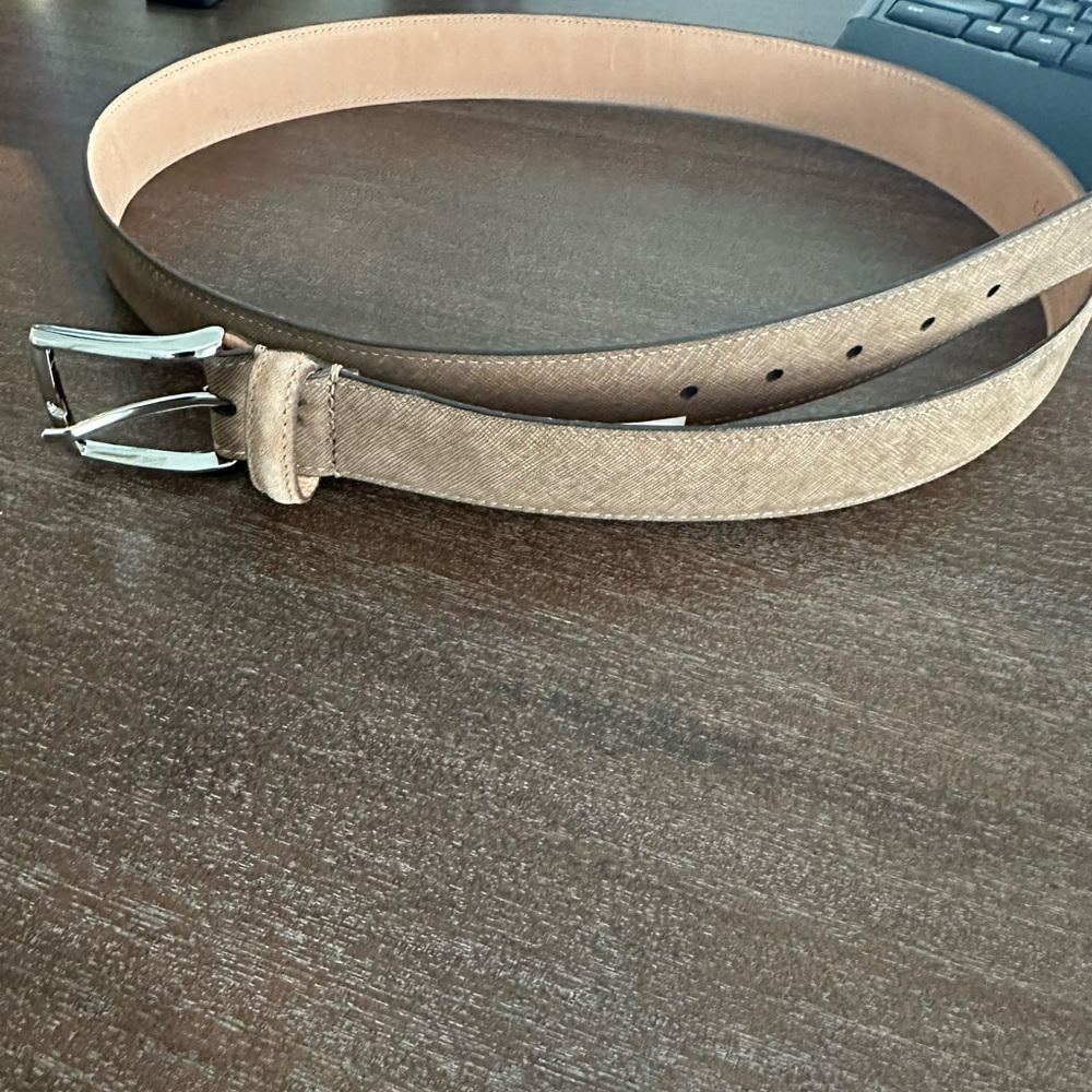 Martin Dingman Beige Leather Belt